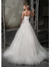 A-line Ivory Lace Tulle Sweetheart Neckline Sweep Train Wedding Dress